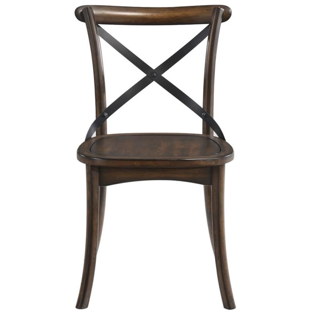 Acme Kaelyn Wooden Side Chair in Dark Oak and Black Set of 2 Acme