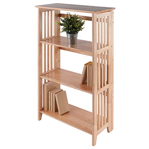 Winsome Wood Mission-Style Natural Beechwood 4-Tier Folding Shelf Winsome