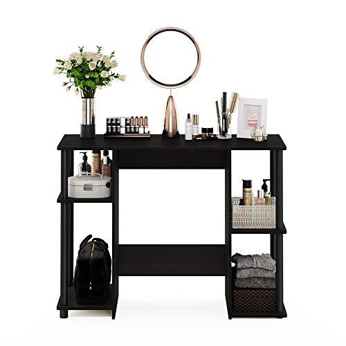 Furinno JAYA Desk, 38.4" Wide Gaming Desk, Computer Study Desk, Office Desk with Side Shelves, Open Storage, for Home Office, Bedroom, Dorm, Study Room, Espresso Furinno