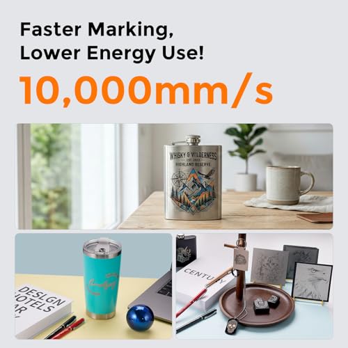 Cloudray 60W MOPA Fiber Laser Engraver, Color Marking, Metal Engraving with 2 F-Theta Lenses, 110x110mm, Laser Engraving Machine, 60,000mW, Class 2, Model CLM60F Cloudray