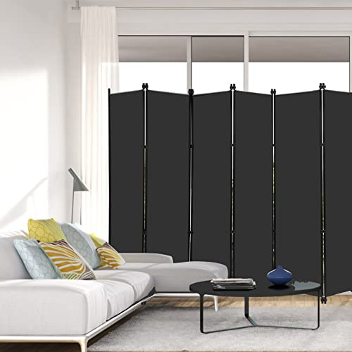 MAYOLIAH 6 Panel Folding Privacy Screen 9ft Wide, 6ft Tall Partition Room Divider Portable Office Walls Dividers, Black MAYOLIAH