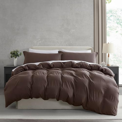 Nestl Twin Duvet Cover Set - Soft Prewashed Chocolate Brown Duvet Cover Twin/Twin XL, 2 Piece, with Zipper Closure, 1 Duvet Cover 68x90 inches and 1 Pillow Sham
