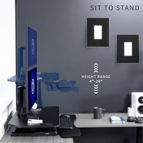 VIVO Extra Wide 38 inch Corner Desk Converter, K Series, Height Adjustable Sit to Stand Riser, Dual Monitor and Laptop Workstation with Wide Keyboard Tray, Black, DESK-V000KL VIVO