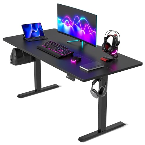 CubiCubi 63 x 28 Large Standing Desk, Height Adjustable Electric Computer Desk, 28" Deep Desktop, Sit Stand up Home Office Workstations with 4 Preset Heights, Black CubiCubi