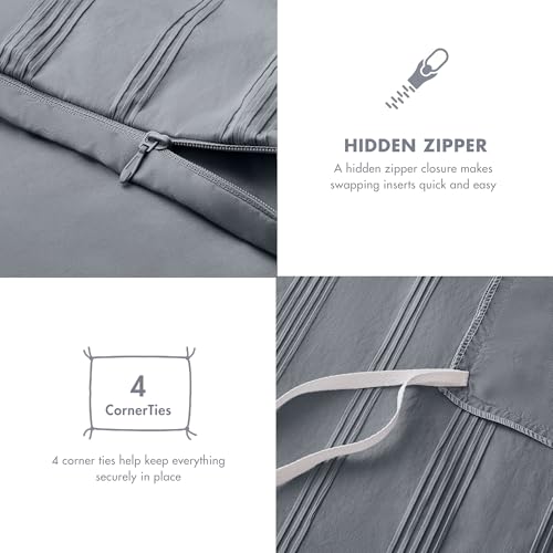 Madison Park Essentials Striped Duvet Cover Set Twin/Twin XL, Modern Minimalist Bedding Set with Premium Jacquard Stripe, 2 Pieces Duvet Cover Reversible with Zipper Closure & Corner Ties,Blue/Grey Madison Park Essentials