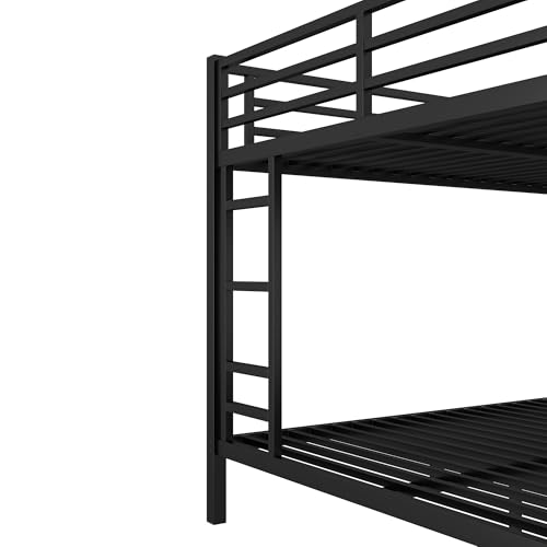 Bellemave Metal Bunk Bed Queen Over Queen with Ladder & Full-Length Guardrails, Heavy Duty Bunk Bed Frame with Sturdy Slats, Queen Over Queen Bunk Beds, Noise Free, No Box Spring Needed, Black Bellemave