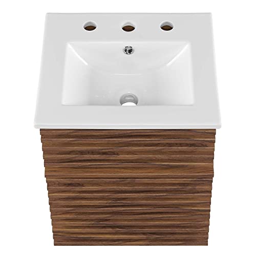 Modway Render 18" Wall-Mount Bathroom Vanity in Walnut White Modway
