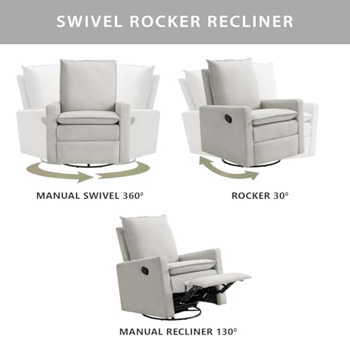 Oxford Baby Uptown Upholstered Swivel Glider & Recliner Nursery Chair, Sand Oxford Baby