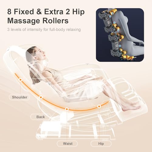 FURNIMAT 2026 Massage Chair Full Body, Zero Gravity Massage Chair with 10 Fix Rollers, Airbags, Heating, Foot Massage, Auto Modes, Bluetooth Speaker, Smart Screen Controller(Premium Version)