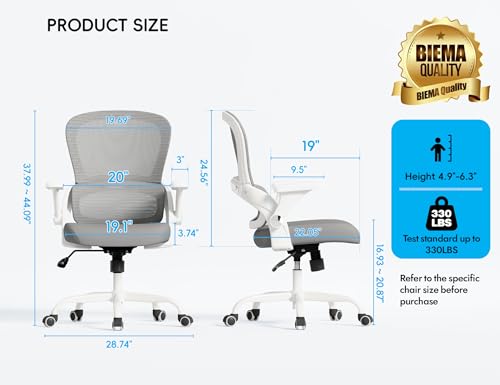 TRALT Ergonomic Office Chair - Comfy Desk Chair with Back Support, Home Office Desk Chairs, Computer Chair, 330lbs Wide Seat Big and Tall Office Chair for Executives (Grey) TRALT