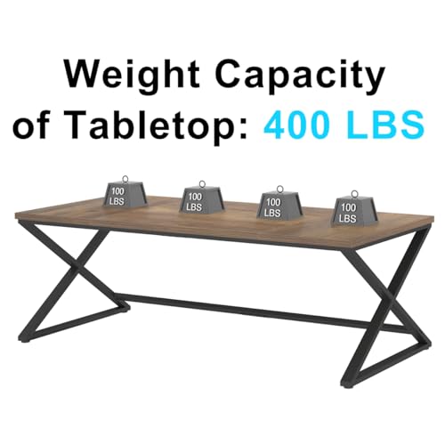 IBF Wood Large Computer Desk, 70.8” Long Home Office Desk for two Person, Farmhouse Work Study Writing Table in Bedroom, Simple Wide Metal Executive Double PC Gaming Workstation, Rustic Oak IBF