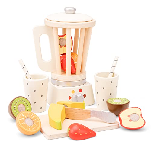 New Classic Toys Wooden Smoothie Set - Pretend Play Toy for Kids Cooking Simulation Educational Toys and Color Perception Toy for Preschool Age Toddlers Boys Girls New Classic Toys