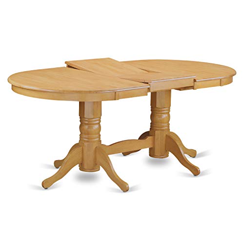 East West Furniture VANC7-OAK-W 7 Piece Kitchen Table & Chairs Set Consist of an Oval Dining Room Table with Butterfly Leaf and 6 Solid Wood Seat Chairs, 40x76 Inch, Oak East West Furniture