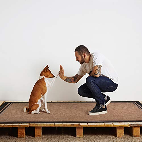 Gertmenian Indoor Outdoor Classic Flatweave Area Rug, Stain & UV Resistant Carpet, Deck, Patio, Poolside & Mudroom, 8x10 Ft Large, Border, Black Tan, 21515 Gertmenian