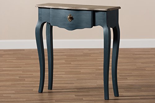 Baxton Studio Elancourt Classic and Provincial Spruce Finished Console Table, Blue Baxton Studio