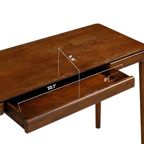 NTC Mingle 47-Inch Console Table, Modern Solid Wood Entryway Table with Hidden Drawer, Waterproof & Heat Resistant, Narrow Table for Hallway, Living Room & Foyer, Dark Walnut NTC
