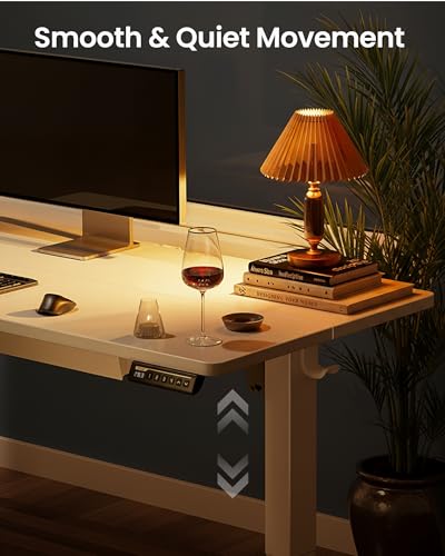 ErGear 44 inch Electric Standing Desk with Drawers, Adjustable Height with Storgear, 4 Memory Height Settings, Sit Stand Up Desk for Home Office & Computer Workstation, White ErGear