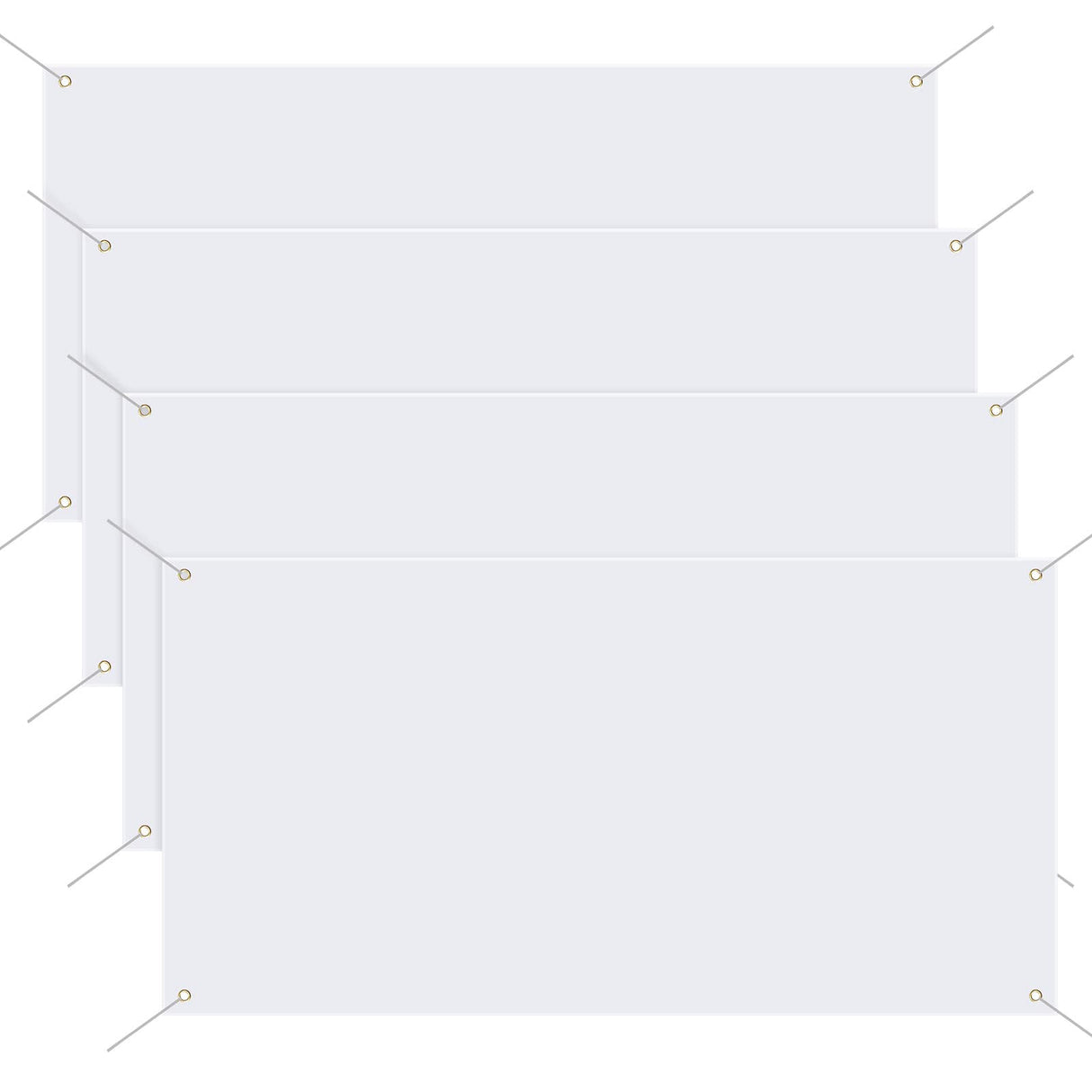 4 Pcs 3 x 6 Feet Large Blank Banner Polyester Sublimation Banner with Hanging Ropes Paintable Easy Hang Signs White DIY Banner Signs for Indoor Wall Outdoor Party Display Business Office Supply Shimeyao