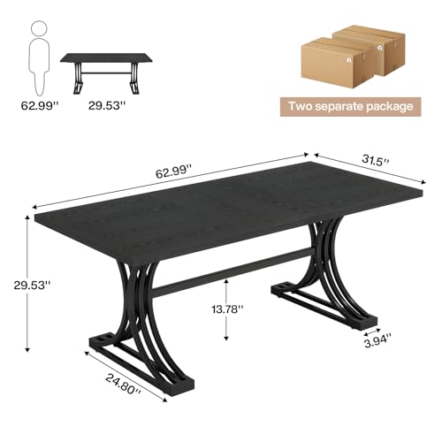 Tribesigns 10.5FT Conference Table, Modern Meeting Table for 8-10 People, Rectangle Seminar Boardroom Table for Office Conference Room with Stylish Legs (2, Black) Tribesigns
