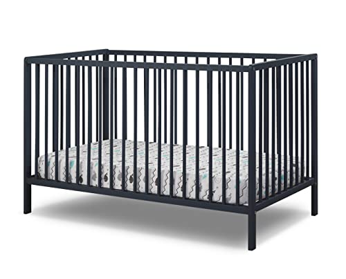 Sorelle Furniture Happy Crib 3-in-1 Convertible Crib, Made of Sustainable Beech Wood, Wooden Baby Bed, Toddler Bed and Child’s Daybed, Simplistic Nursery Furniture (Midnight) Sorelle