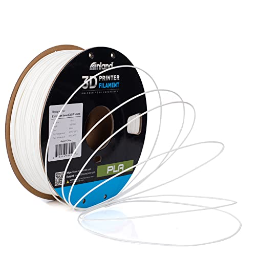 INLAND PLA Filament 1.75mm - White PLA 3D Printer Filament, Dimensional Accuracy +/- 0.03mm - 1kg Cardboard Spool (2.2 lbs) – FDM 3D Printing INLAND