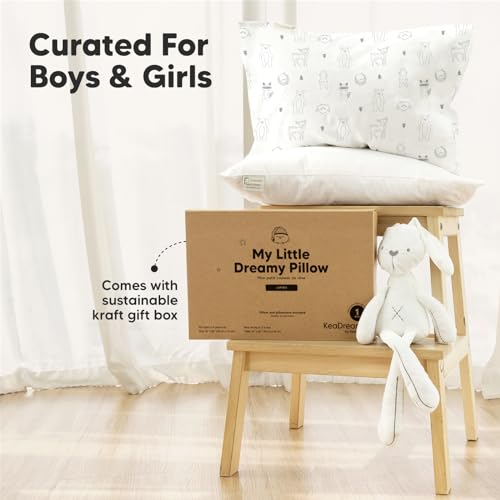 KeaBabies Toddler Pillow with Pillowcase, Jumbo 14X20 - Soft Organic Cotton Toddler Pillows for Sleeping - Machine Washable - Perfect for Travel, Toddler Bed Set (KeaFriends) KeaBabies