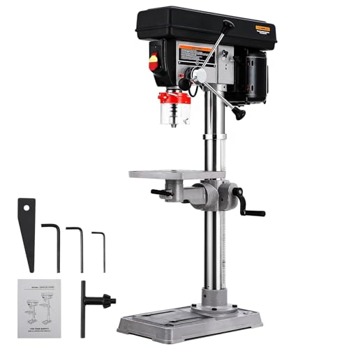 13 in Benchtop Drill Press, 7.5 Amp 120V, 288-3084 RPM Variable Speed Cast Iron Bench Drill Press, 0-45° Tilting Worktable, Tabletop Drilling Machine for Wood Metal PioneerWorks