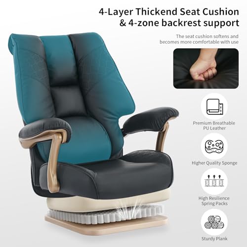 EXCEBET Big and Tall Executive Office Chair with Footrest, 400LBS Capacity Ergonomic High-Back Desk Office Chair with Lumbar Support, Padded Armrests & Thick Cushion, Black PU Leather Chairs EXCEBET