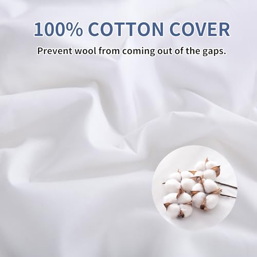 YMLIVE Summer Lightweight Wool Comforter Twin Size, 100GSM Thin Duvet Insert, Noiseless Cotton Shell, Breathable Light Down Alternative Comforter(White) YMLIVE