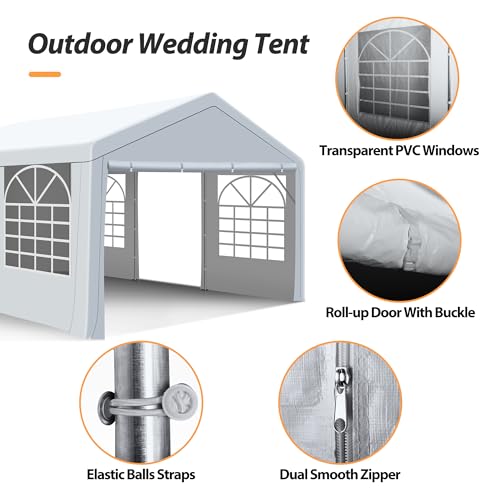 Raysfung 13 x 20Ft Party Tent Heavy Duty Outdoor Wedding Tent with Removable Sidewalls Event Shelters Canopy for Party Raysfung