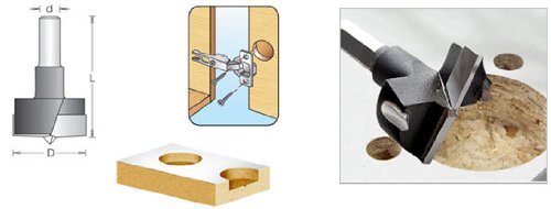 Amana Tool - EB-351 Carbide Tipped Economy Hinge Boring Bit R/H 35mm Dia x 90mm Long x 3/8 Amana Tool