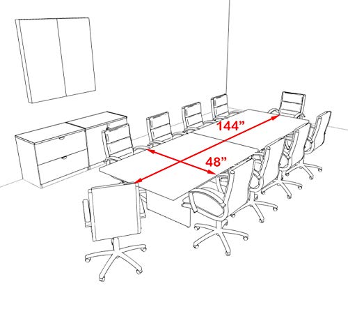 Modern Rectangular 12' Conference Table, OT-SUL-C33 UTM Furniture