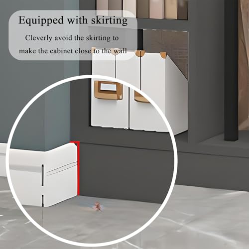 Wall Room Divider - Freestanding Wood Room Divider with Shelves and Coat Rack, Wall Divider with Storage Cabinet and Display Shelf, Freestanding Decor for Bedroom, Office (Grey+Black, 39.4IN) Horseo