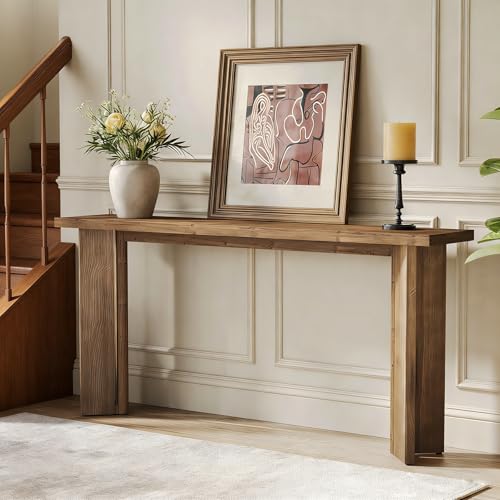 TRIBEWOOD Solid Wood Console Table, 70.9-Inch Extra Long Sofa Table Behind The Couch, Farmhouse Wooden Entryway Furniture with Sturdy Legs, for Living Room, Hallway, Foyer, Rustic Brown TRIBEWOOD