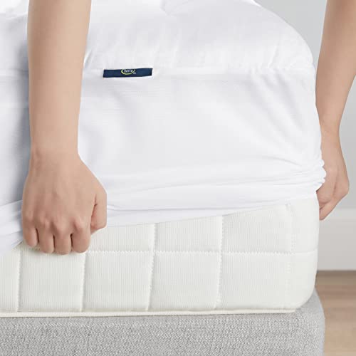 Serta ComfortSure Twin Mattress Cover, Fitted Pillow Top Mattress Pad, Super Soft and Breathable Quilted Cotton Protector with 18" Elastic Deep Pockets for Secure Fit, White Serta