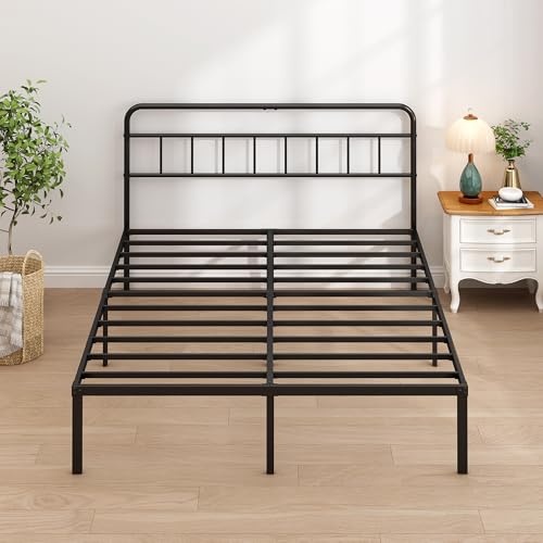 Ziguxiao Full Bed Frame with Classic Headboard,Strong Metal Slats Support,Under Bed Storage Space,No Box Spring Needed,Easy to Assemble,Black Ziguxiao