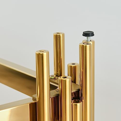 Goujxcy Modern Glass Console Table, 55" Gold Sofa Table with Sturdy Metal Frame and Clear Tempered Glass Top for Living Room Entryway Bedroom (Gold) Goujxcy