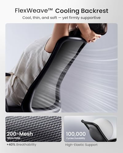 ProtoArc Ergonomic Office Chair - Flexer Computer Chair, Foam Cushion Sliding Seat, Breathable Mesh from Wintex, 125° Reclining Swivel Desk Chairs for Home, Office & Study - Black ProtoArc