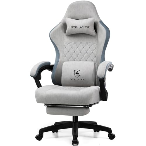 GTPLAYER Gaming Chair, Computer Office Chair with Pocket Spring Cushion, Linkage Armrests and Footrest, High Back Ergonomic Computer Chair with Lumbar Support Task Chair with Footrest GTPLAYER