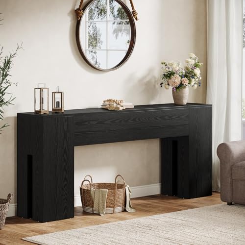 Tribesigns 71-Inch Long Console Table for Entryway, Farmhouse Sofa Console Behind Couch, Entry Table for Hallway, Foyer, Living Room, Black Tribesigns