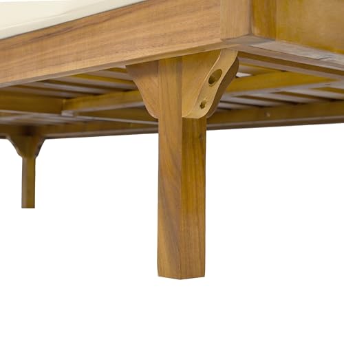 Merax 67.5" Outdoor Patio Daybed 3 Seater Sofa Bed,Acacia Wood Frame with Rattan Arm,Cushion & Pillow Merax