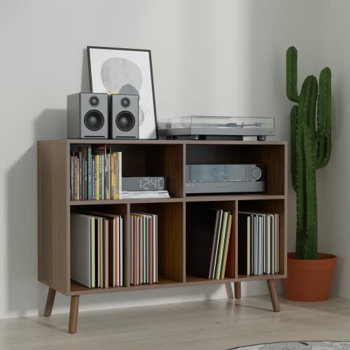 Cozy Castle Record Player Stand, Turntables Stand with Vinyl Record Storage Holds up to 350 Albums, Record Stand Table for Bedroom, Living Room, Office, Brown Cozy Castle