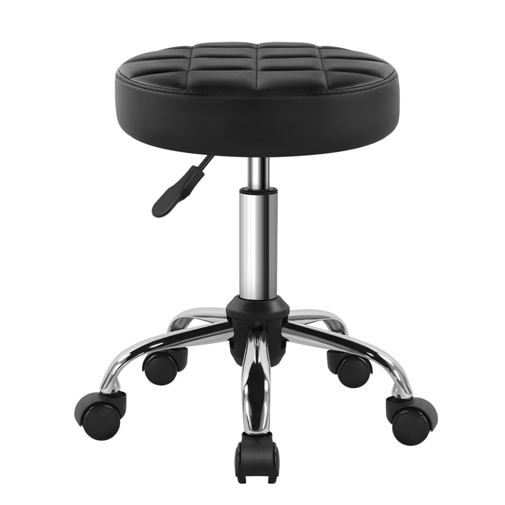 BFTOU Black Classic Swivel Stool with Wheel for Salon Work Home SPA Shop Height-Adjustable and Cost-Effective Rolling Stool Chair Small BFTOU
