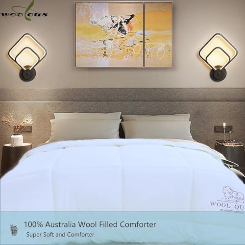 Woolous Australian Wool Comforter – 100% Natural Wool Quilt & Duvet Insert – Ultra Soft Cotton Cover, Lightweight Comforter for All Season Twin Size (86x70 inches) Woolous