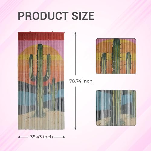 Vietbud DΓ©cor Cactus Bamboo Beaded Curtains for Doorways, Decorative Room Divider, Natural Vietnamese Craft, Indoor Hanging Bamboo Blinds, Sturdy Hook, Easy to Clean, 35.43 x 78.74 Inches VIETBUD DECOR