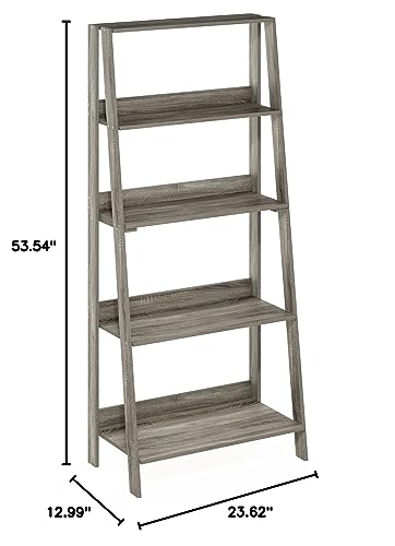 Furinno Ladder Bookcase Display Shelf, 5-Tier, French Oak Furinno