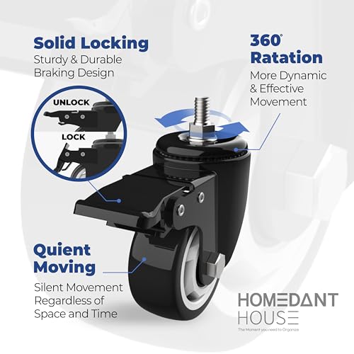 HOMEDANT House 5-Tier Metal Boltless Rolling Cart Shelf Rack Casters Heavy Duty Laminated Wheel Shelving Unit Adjustable Storage Shelves Organizer Kitchen Garage 36.2" W x 16.5" D x 69.5" H 1Pack HOMEDANT