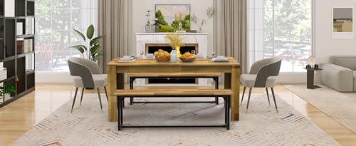 STHOUYN 71" 6ft Kitchen Dining Room Table for 6 8, Large Farmhouse Dinner Table, Wood Rectangular Long Table for Big Family, Waterproof & Scratch Resistant, Conference Table (Brown) STHOUYN