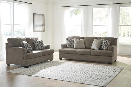 Signature Design by Ashley Stonemeade Casual Loveseat with 2 Toss Pillows, Dark Brown Signature Design by Ashley