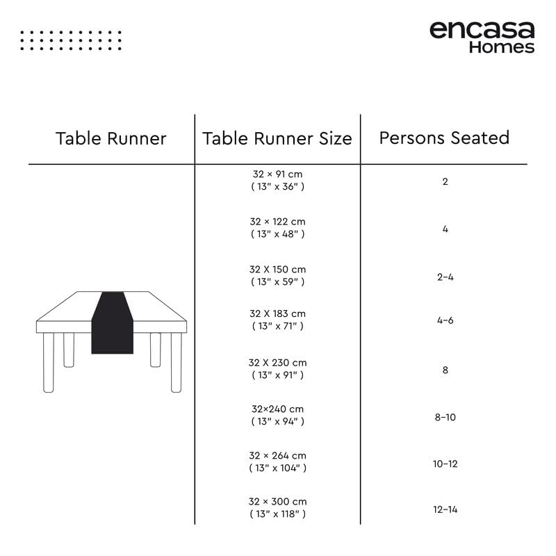 Encasa Table Runner 13x72 in Long | Cotton Canvas Fabric | White Solid Color | Machine Washable & Durable Encasa XO
